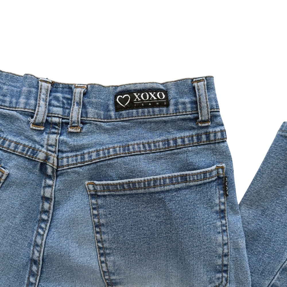 Y2K XOXO Light Wash Bootcut Jeans Heart Logo Mid Rise Western 2000s Chic M - Picture 2 of 8